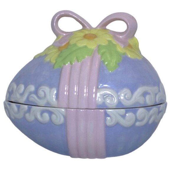 Vintage Hand Painted Easter Egg Candy Dish Trinket Dish Jar Functional Art 1981 - Picture 7 of 16